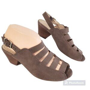 Nurture Bethel dark Taupe Brown Cage Front comfort Sandals 2" heel women Size 8M